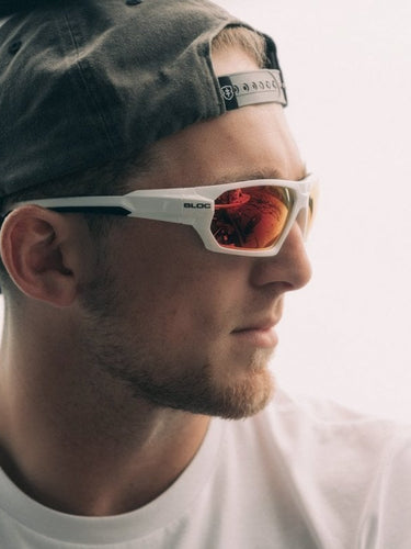 Man wearing bloc sunglases