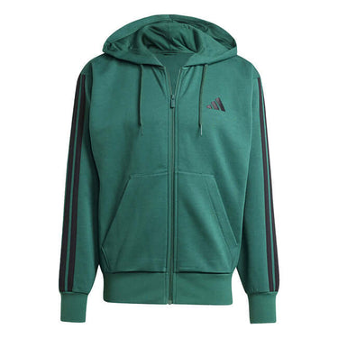Adidas Mens 3Stripes Fleece Hoodie Core Green / Black by Adidas - Heritage Style with comfort, quality and modern style