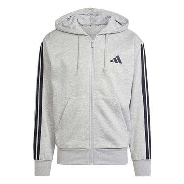 Adidas Mens 3Stripes Fleece Hoodie Medium Grey Heather / Black by Adidas - Classic Footwear with comfort, quality and modern style