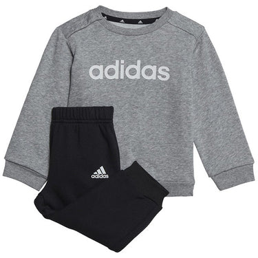 Adidas Infant Linear Jogger Set Medium Grey Heather White For:Boys, For:Girls, For:Kids, Type:Hoodies, Type:Jogging Bottoms