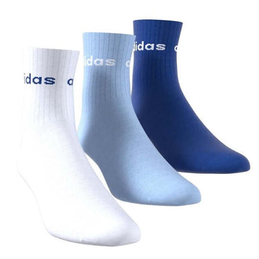 Adidas Accessories Kids Linear Crew Socks 3P White / Glow Blue / Royal Blue by Adidas - Classic Footwear with comfort, quality and modern style