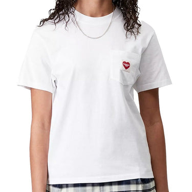 Carhartt Womens S/S Pocket Heart T-Shirt White / Red by Carhartt - Heritage Style with comfort, quality and modern style