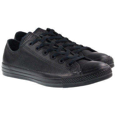 Converse Mens Shoes Ox Low Black Mono Leather For:Men, Type:Trainers