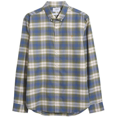 Farah Mens Brewer Check Long Sleeve Shirt Sheaf Blue by Farah - Heritage Style with comfort, quality and modern style