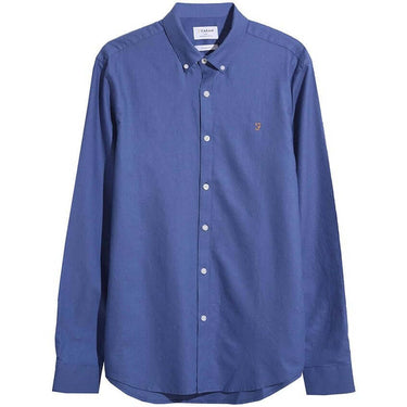 Farah Mens Brewer Long Sleeve Shirt Steel Blue For:Men, Type:Shirts