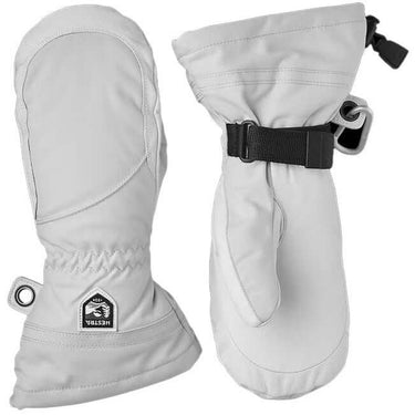 Hestra Womens Ski Gloves Heli Ski Mitt Pale Grey Off White For:Women, Type:Ski Accessories, Type:Ski Gloves