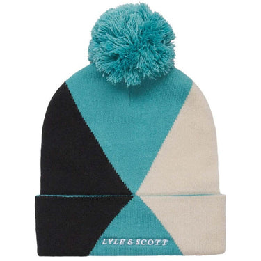 Lyle and Scott Accessories Argyle Bobble Beanie Alpine Sky For:Men, Type:Hats & Caps