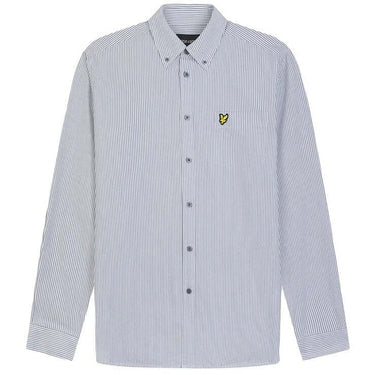 Lyle and Scott Mens Stripe Oxford Shirt Gunmetal White For:Men, Type:Shirts