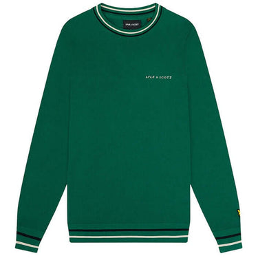 Lyle and Scott Mens Tipped Crew Neck Jumper Court Green For:Men, Type:Jumpers