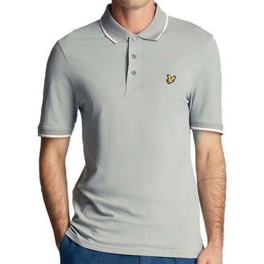 Lyle and Scott Mens Tipped Polo Shirt Slate Blue White For:Men, Type:Polo Shirts