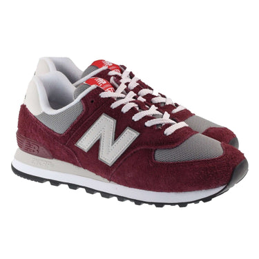 New Balance Trainers Mens 574 Burgundy with grey matter For:Men, Type:Trainers