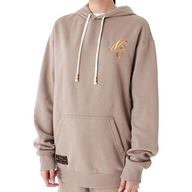 New Era Mens Script Logo Oversized Hoodie Brown For:Men, Type:Hoodies