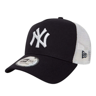 New Era 9FORTY New York Yankees Clean A-Frame Trucker Cap Navy and White by New Era - Durable Design with comfort, quality and modern style