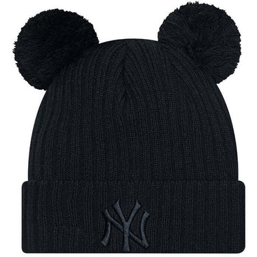 New Era Womens Double Pom Beanie NY Yankees Black For:Women, Type:Hats & Caps
