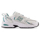 New Balance Trainers Womens 530 White with Silver Metallic and Vintage Teal