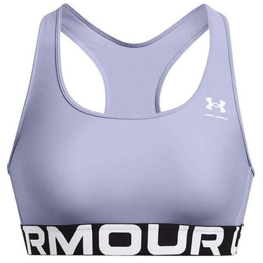 Under Armour Womens HeatGear Armour Mid Branded Sports Bra Celeste White by Under Armour - Heritage Style with comfort, quality and modern style