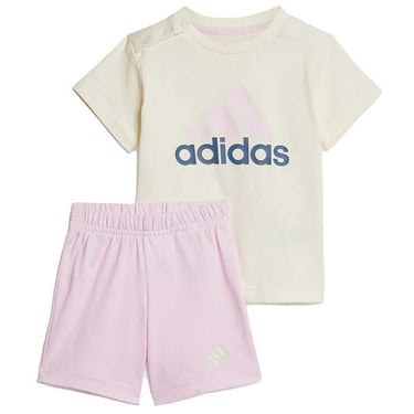 Adidas Infants Essentials Cotton T shirt and Short Set Ivory and Clear pink by Adidas - Durable Design with comfort, quality and modern style