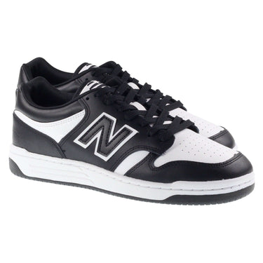 New Balance Trainers Mens 480 Low Leather White Black For:Men, Type:Trainers
