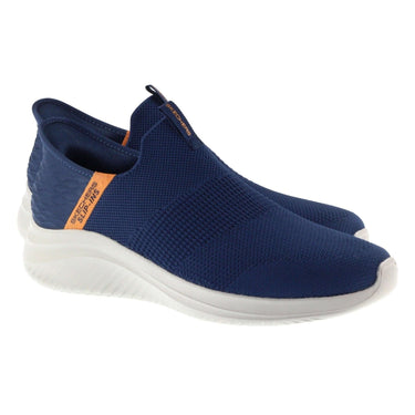 Skechers Trainers Mens Slip Ins Ultra Flex 3.0 Navy and Orange For:Men, Type:Trainers