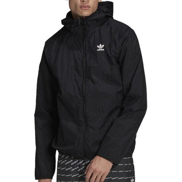Adidas Originals Mens Essential Windbreaker Black White For:Men, Type:Jackets & Coats
