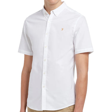 Farah Mens Brewer Slim Fit Short Sleeve Organic Cotton Shirt White For:Men, Type:Shirts