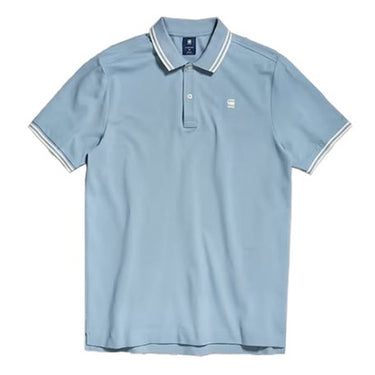 G Star Raw Mens Dunda Slim Stripe Polo Ash Blue For:Men, Type:T-Shirts & Vests