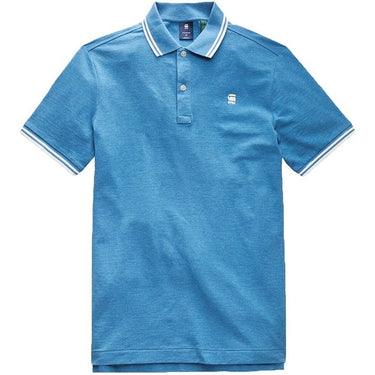 G Star Raw Mens Dunda Slim Stripe Polo Light Royal Blue Heather For:Men, Type:T-Shirts & Vests