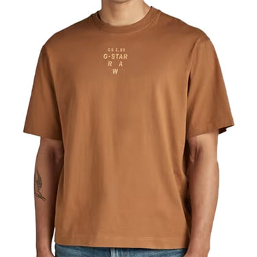 G Star Raw Mens Stencil Centre Graphic Boxy T Shirt Oxide Ocre For:Men, Type:T-Shirts & Vests