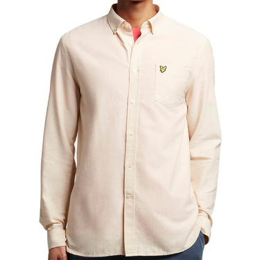 Lyle and Scott Mens Lightweight Oxford Shirt Gold Haze White For:Men, Type:Shirts