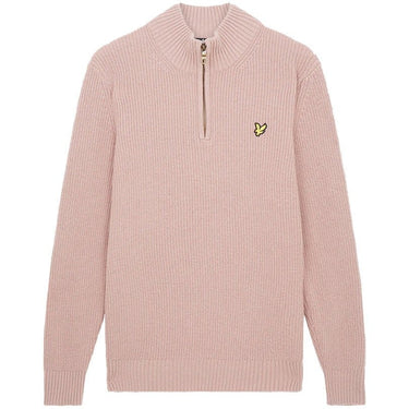 Lyle and Scott Mens Ribbed Quarter Zip Jumper Mauve Dusk For:Men, Type:Sweatshirts
