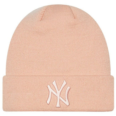 New Era Womens NY Yankees League Essential Beanie Hat Pink For:Women, Type:Hats & Caps