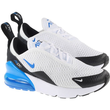 Nike Shoes Kids Air Max 270 White Signal Blue Black For:Boys, For:Girls, For:Kids, Type:Shoes - Kids Age 6 - 10
