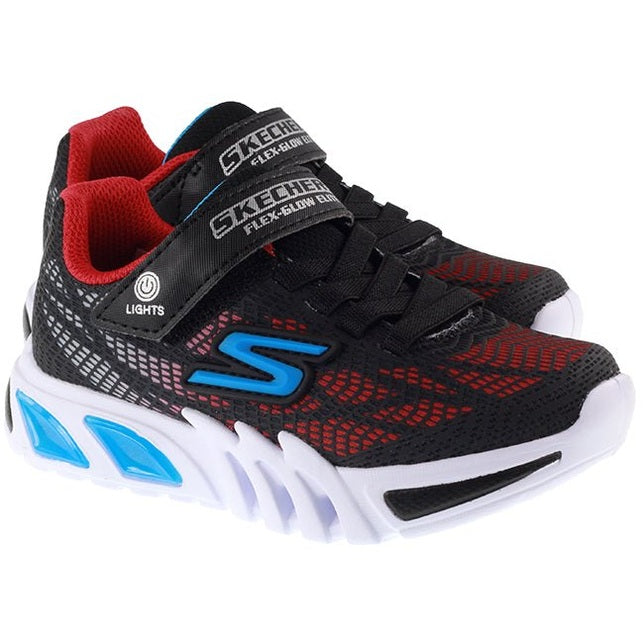 Skechers Trainers Kids Flex Glow Elite Vorlo Black Red Blue