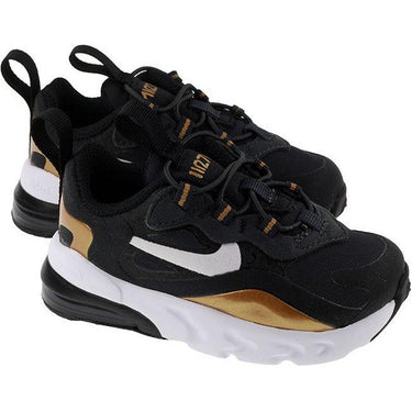 Nike Shoes Infants Air Max 270 React Anthracite White Black Metallic Gold For:Boys, For:Girls, For:Kids, Type:Shoes - Infant Age 1 - 5