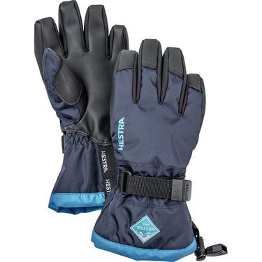 Hestra Ski Gloves Gauntlet CZone JR Dark Navy Turquoise For:Boys, For:Girls, For:Kids, Type:Ski Accessories, Type:Ski Gloves