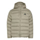 Adidas Mens Essentials CLIMAWARM 3-Stripes Synthetic Down Hooded Jacket Silver Pebble