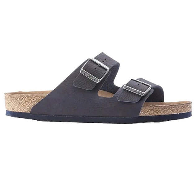 Birkenstock Arizona Synthetic Vegan Desert Dust / Indigo Blue by Birkenstock - Timeless Look with comfort, quality and modern style