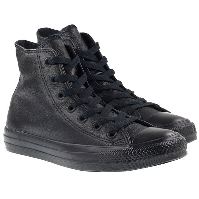 Converse Womens Shoes All Star High Black Mono Leather For:Women, Type:Trainers