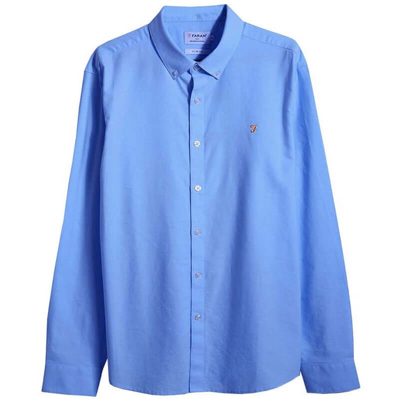 Farah Mens Brewer Long Sleeve Shirt Mid Blue by Farah - Classic Footwear with comfort, quality and modern style