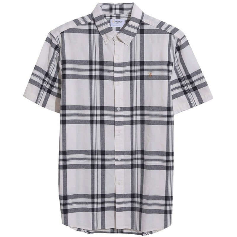 Farah Mens Kele Checked Short Sleeved Shirt Ecru by Farah - Heritage Style with comfort, quality and modern style