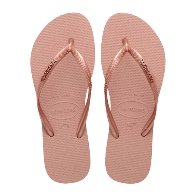 Havaianas Slim Logo Metallic Crocus Rose / Golden Blush by Havaianas - Everyday Comfort with comfort, quality and modern style