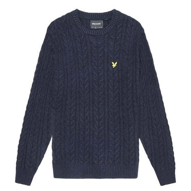 Lyle and Scott Mens Cable Crew Neck Jumper Dark Navy Marl For:Men, Type:Jumpers