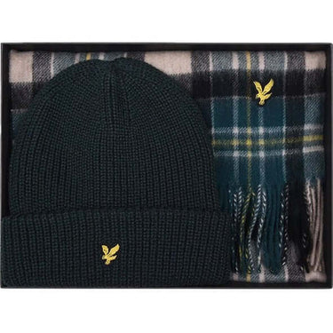 Lyle and Scott Mens Checked Lambs wool Scarf and beanie set Argle Teal by Lyle And Scott - Everyday Comfort with comfort, quality and modern style