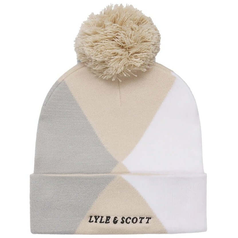 Lyle and Scott Accessories Argyle Bobble Beanie Cove For:Men, Type:Hats & Caps