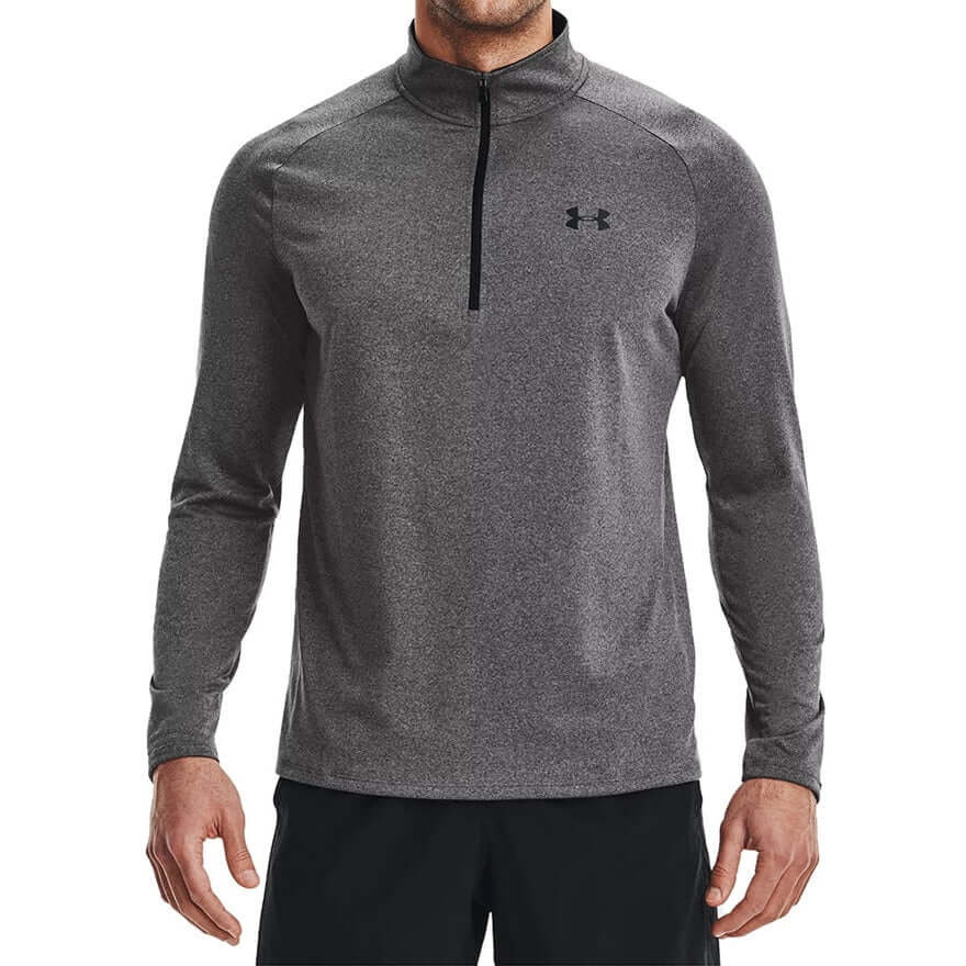 Under Armour Mens Tech 1/2 Zip Long Sleeve Carbon Heather Black For:Men, Type:Hoodies, Type:Sweatshirts