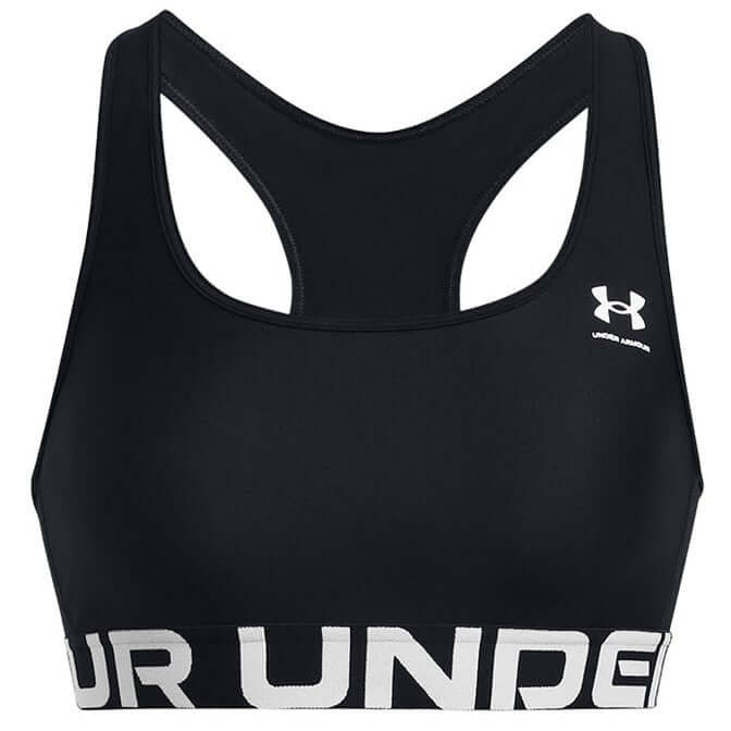 Under Armour Womens HeatGear Armour Mid Branded Sports Bra Black White For:Women, Type:T-Shirts & Vests