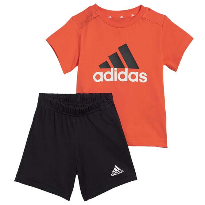 Adidas Infants Essentials Cotton T shirt and Short Set Red and Black by Adidas - Durable Design with comfort, quality and modern style