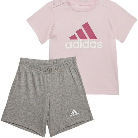 Adidas Infants Essentials T Shirt and Shorts Set Clear Pink Preloved Fuchsia For:Girls, For:Kids, Type:Shorts, Type:T-Shirts & Vests