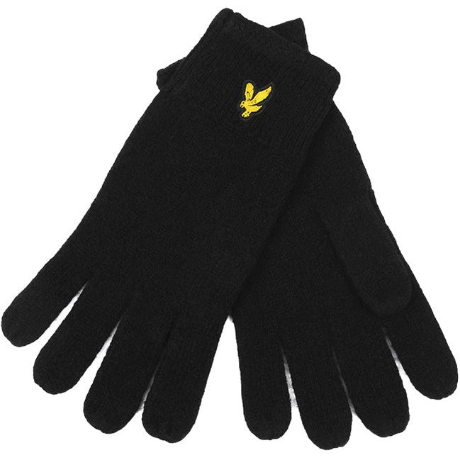 Lyle and Scott Accessories Racked Rib Gloves True Black For:Men, Type:Gloves