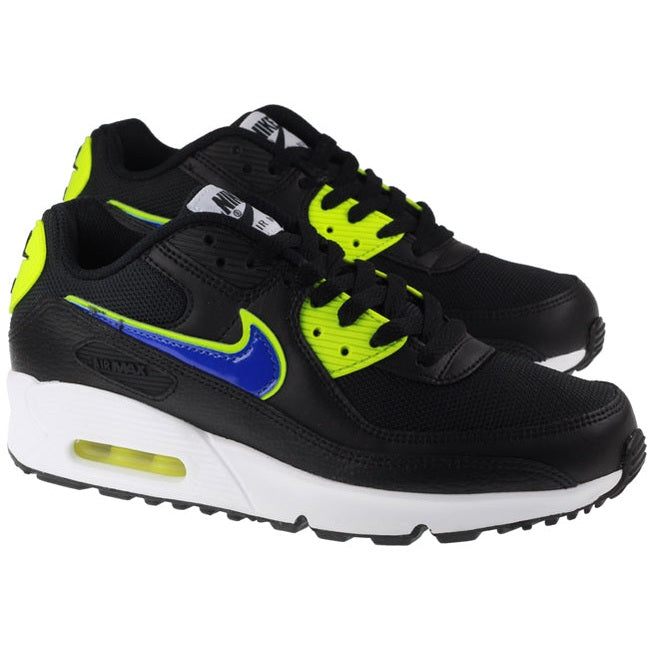 Nike Shoes Junior Air Max 90 Black Racer Blue Volt For:Boys, For:Girls, For:Kids, Type:Shoes - Junior Age 10 - 13